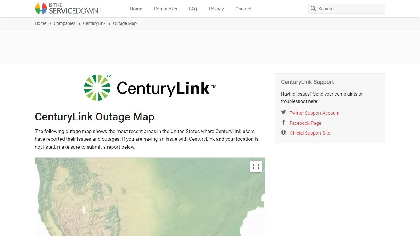 CenturyLink Outage Map • Is The Service Down?